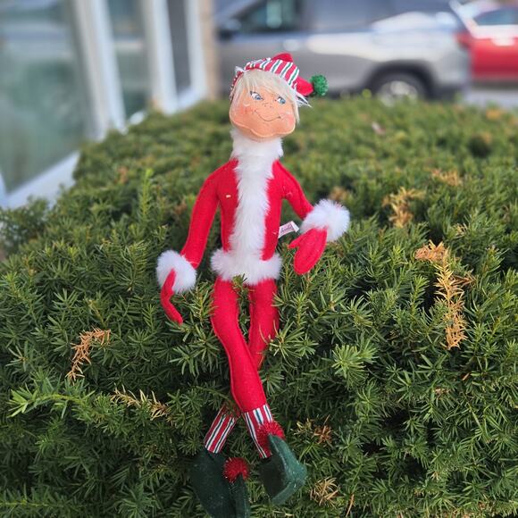 Annalee Christmas Elf Red & White Tall Posable Flexible Legs - Picture 1 of 6